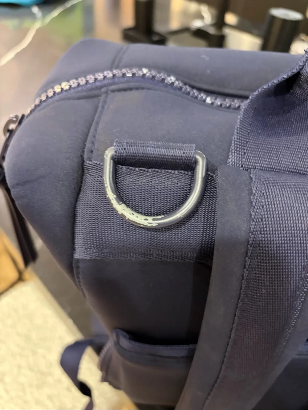 Dagne Dover Navy Neoprene Backpack with Front Zip Pockets
